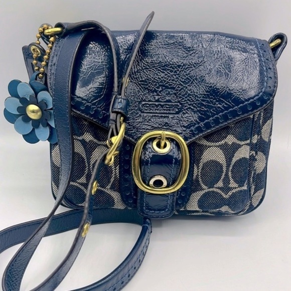 Coach Handbags - Coach Bleecker Denim Signature Monogram Flap Shoulder Bag EUC